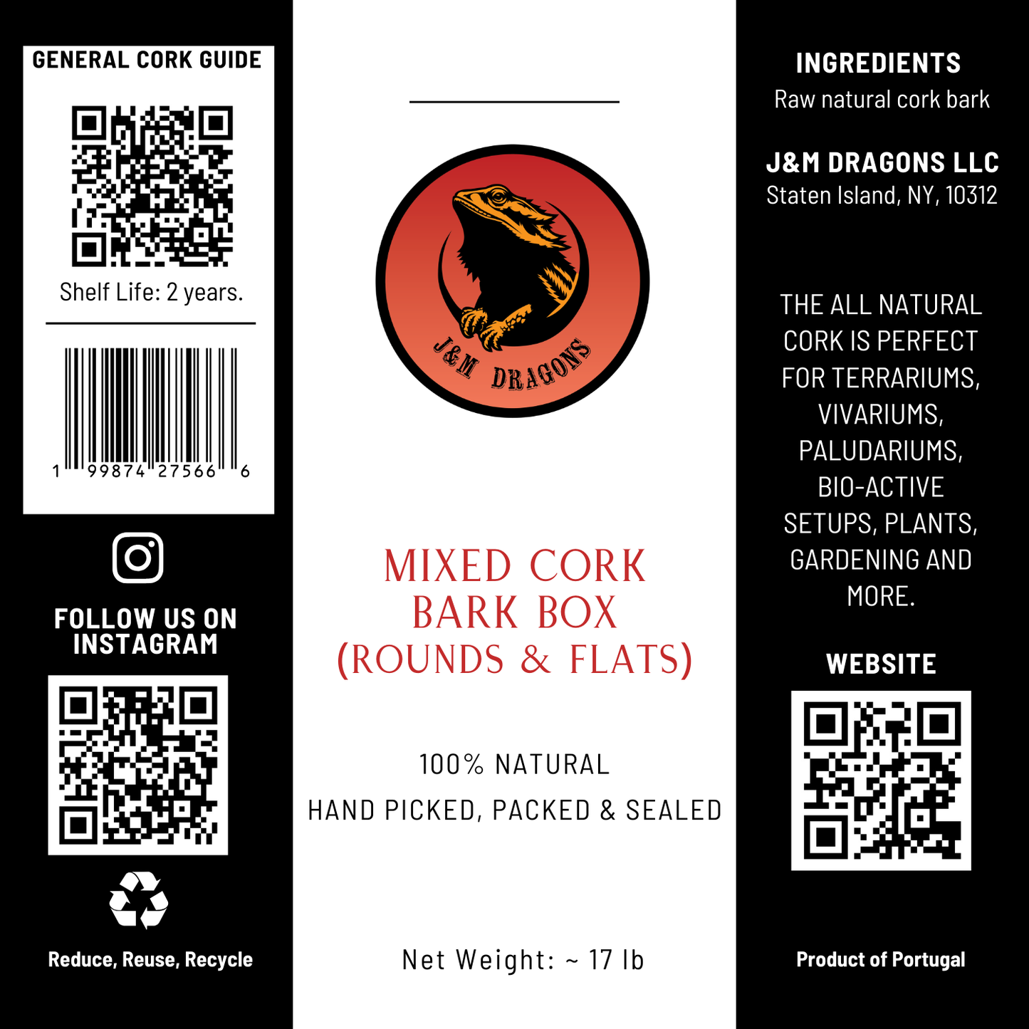 Mixed Cork Bark Box (ROUNDS & FLATS) 17Lbs